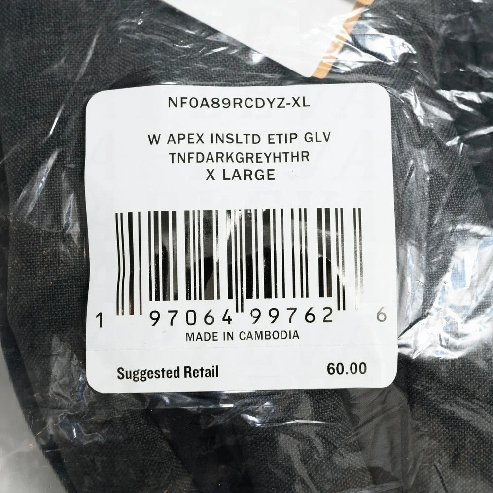 The North Face Women's Sz XL Apex Insulated Etip Gloves TNF Dark Grey Black NEW